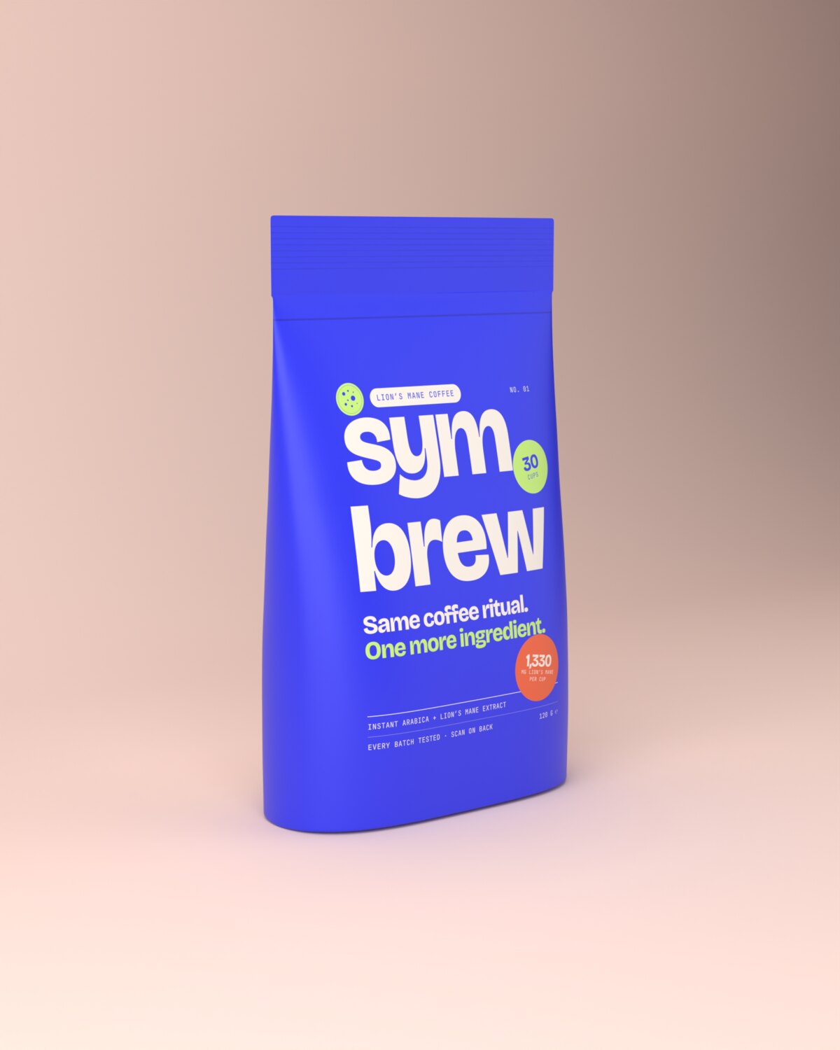 A bag of symbrew lion’s mane instant coffee